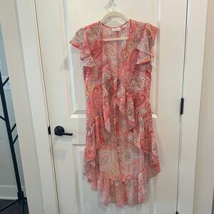 Sweet Pea Pink and Orange Paisley High Low Dress